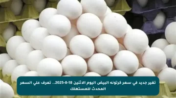 تغير جديد في سعر كرتونة البيض اليوم الاثنين 18-8-2025.. تعرف على السعر المحدث للمستهلك